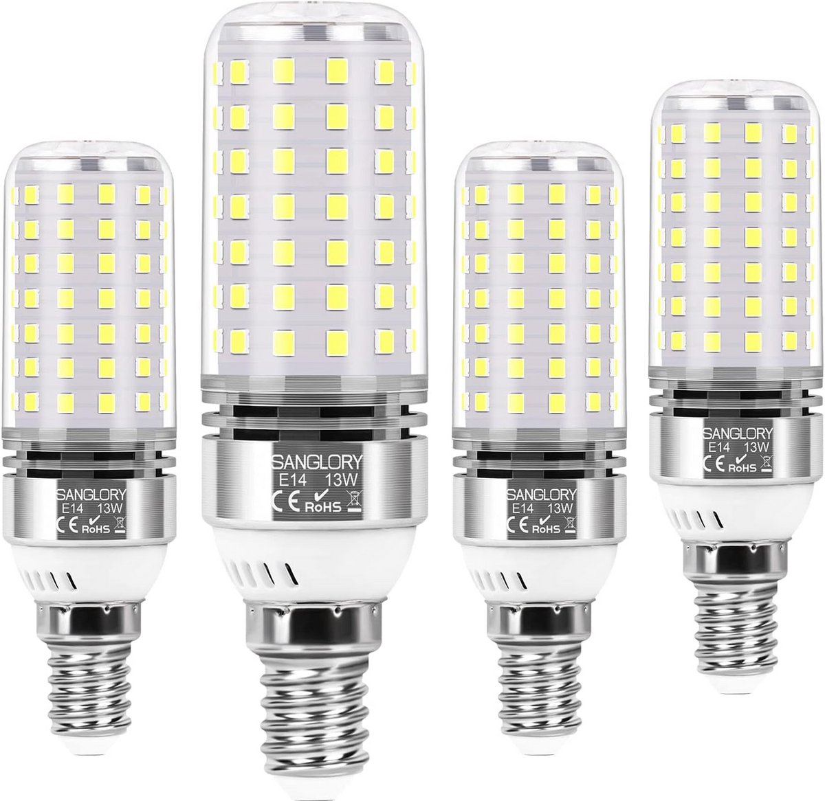 4x E14 LED Lamp 13W Koud Wit 6000K (100W Vervanging) 1400LM, 360° Lichtbundel, Niet Dimbaar