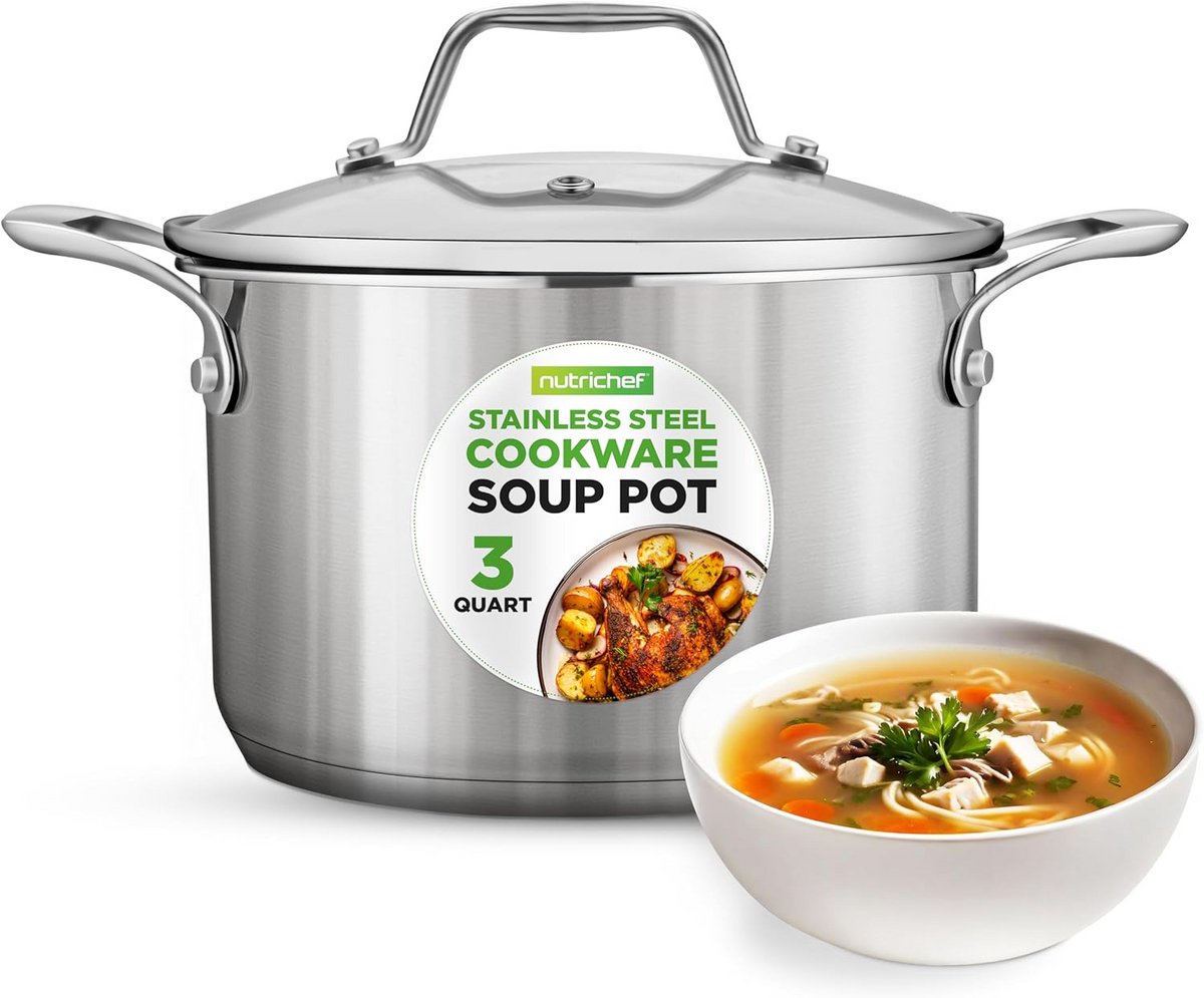 3-Quart RVS Kookpan met Glazen Deksel - Geschikt voor Inductie