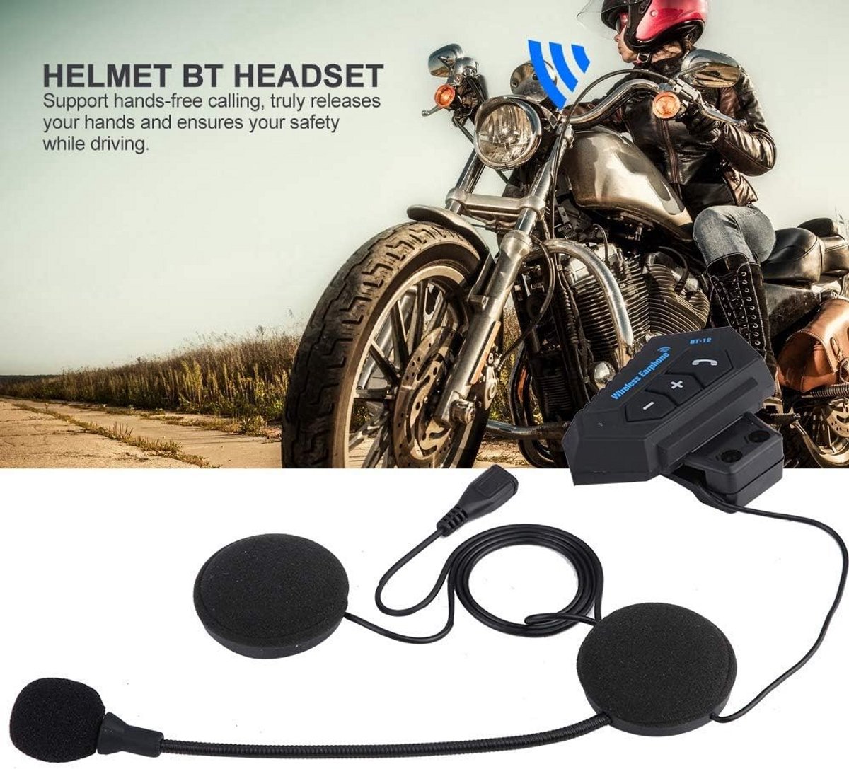 Bluetooth Headset voor Motorhelm met Handsfree Bellen en Muziek thumbnail 4