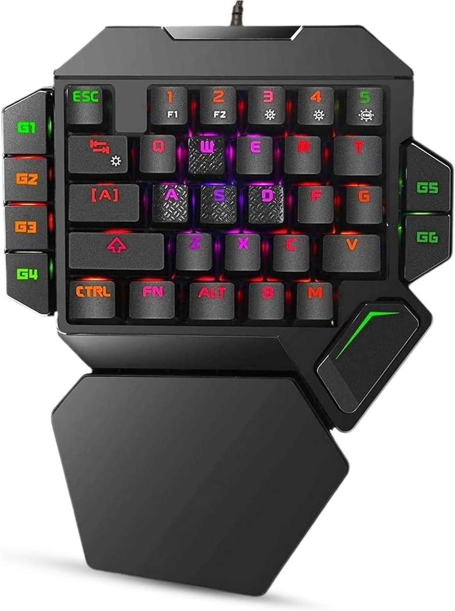 Mechanisch Single Hand Gaming Toetsenbord, Compact 35 Toetsen Toetsenbord met RGB Verlichting, Ideaal voor Gaming