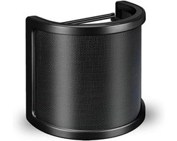 Microfoon Popfilter - 8.7*8*3 cm - Windkap voor Microfoon - Metalen - Popkiller - Studio Accessoire - Handheld Microfoon Popfilter - Zwart - Bescherming tegen Plofgeluiden en Windruis - Pop Filter - Popruis Vermijden