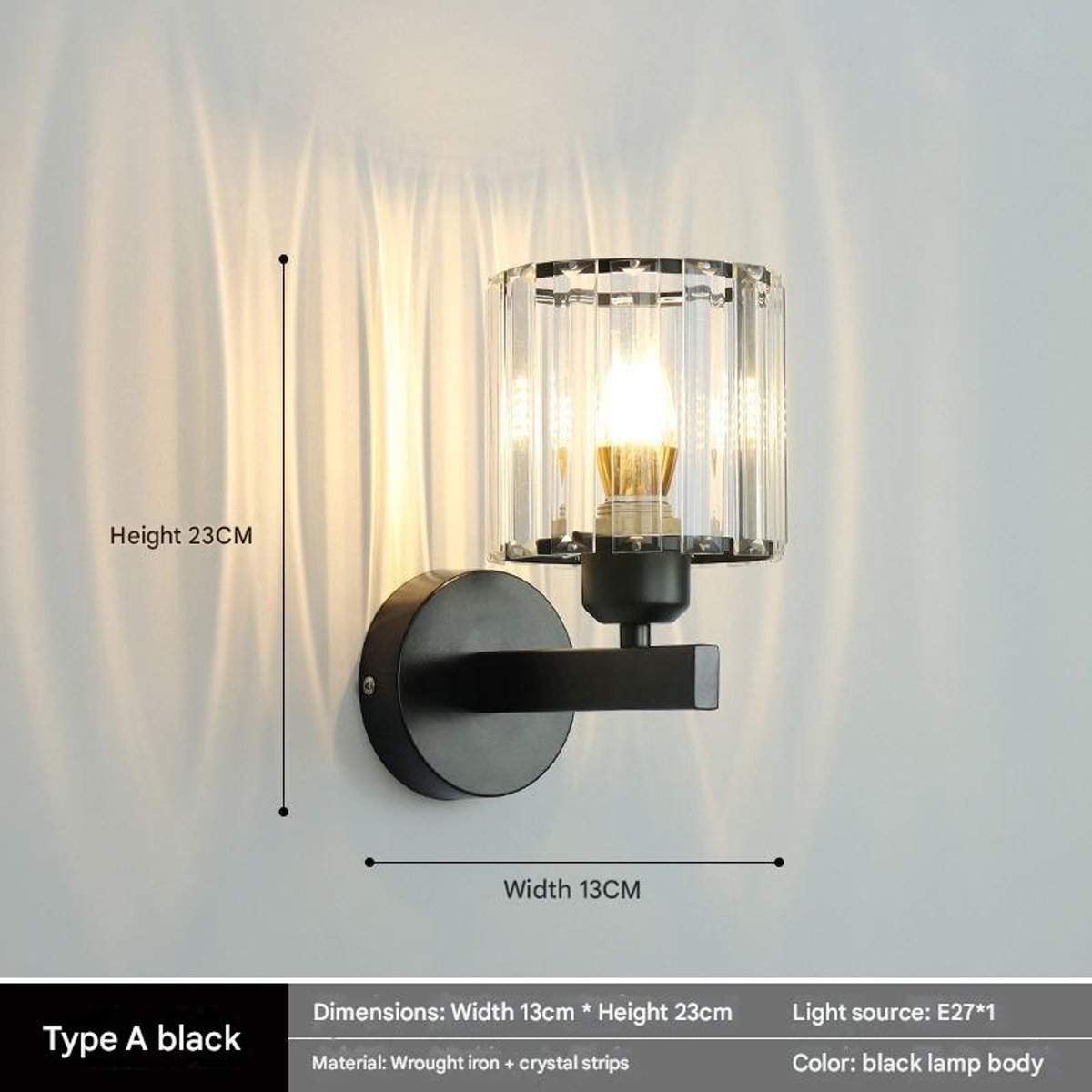 Kristallen wandlamp, moderne wandlamp met glazen kap, interieurdecoratie, geschikt voor slaapkamer, woonkamer en hal - Stijl 7