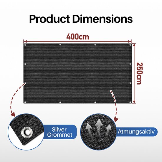 Outdoor tent- en campingmat - Geschikt voor luifel, caravan en camper - Ademend ontwerp, eenvoudig mee te nemen 250x400CM Zwart van OutDoor — afbeelding 2
