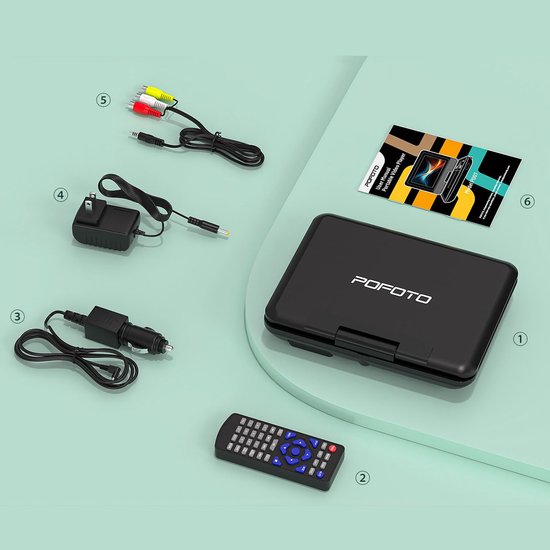 Draagbare DVD Speler Auto - 9,5" Draaibaar HD-Scherm - Draagbare DVD Speler - USB - 7.5 Inch Draaibaar HD Scherm - 4-6 Uur Speeltijd - Voor SD-kaart/USB/Sync TV - Zwart — afbeelding 4