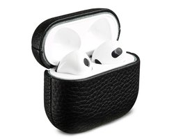Accezz Echt Leren Case - Hoesje geschikt voor AirPods 3 (2021) - Zwart