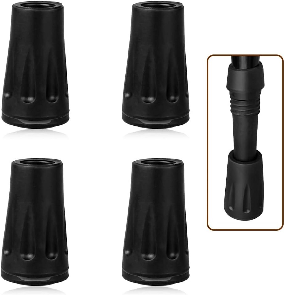 Universele Rubberen Doppen voor Trekkingstokken - Asfaltbescherming & Stabiliteit (4 Stuks)