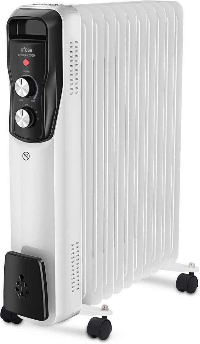 Olieradiator met 11 Ribben en 2500W Vermogen, Verstelbare Thermostaat en Wielen