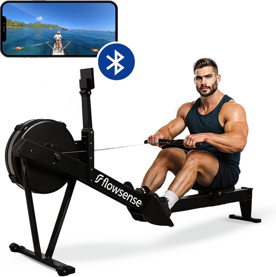 Flowsense Roeitrainer Luchtweerstand 10 Niveaus Zwart - Flowsense - €450,00