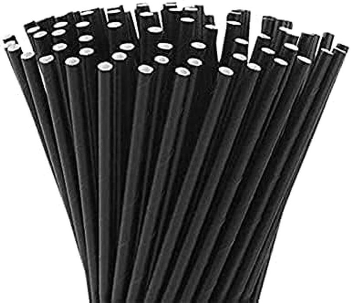 250 Zwarte Papieren Rietjes 20x7mm - Biologisch Afbreekbaar & Composteerbaar voor Dranken