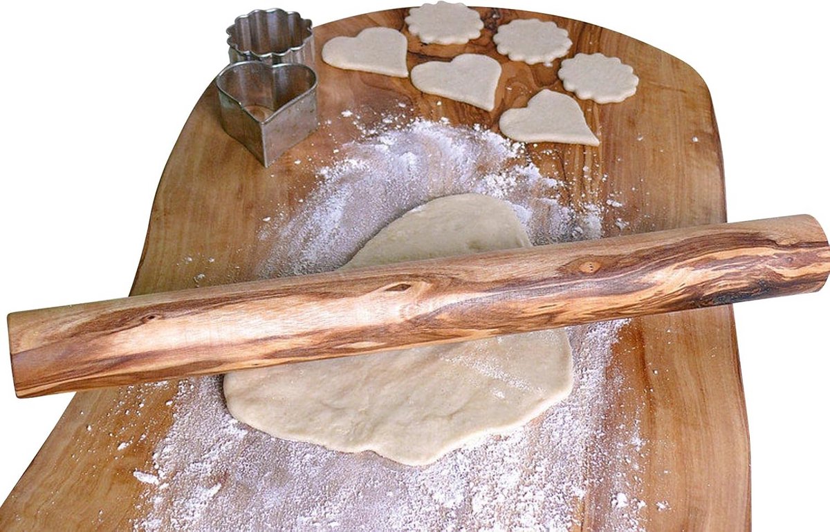 Houten Deegroller 30 cm - Massief Olijfhout - Uniek en Duurzaam Keukengerei