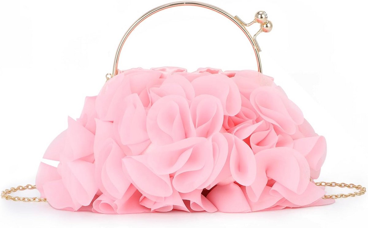 Elegante Dames Avondtas met Bloemaccent - Satijnen Clutch voor Feest en Gala