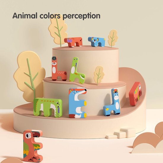 Stapelen Games Speelgoed Kinderen Montessori Dierenbalans Blokken Games Peuter Educatief Stapelen Hoge Bouwsteen Speelgoed voor 3 5 6 Jaar Oude Kinderen Baby Volwassenen Jongens Meisjes (15pcs) — afbeelding 2
