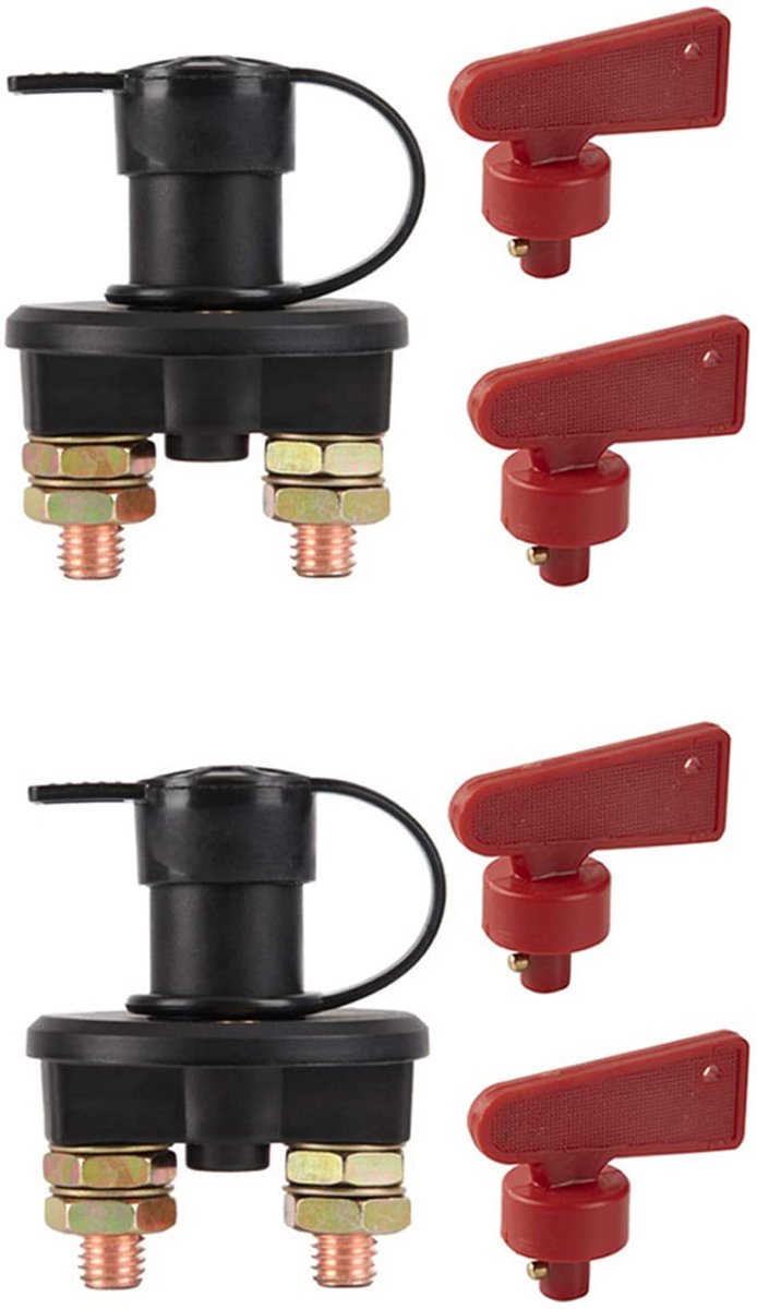 Hoofdschakelaar Batterij Isolator 12V 24V voor Voertuigen met Sleutel en Afdekking (2 stuks)