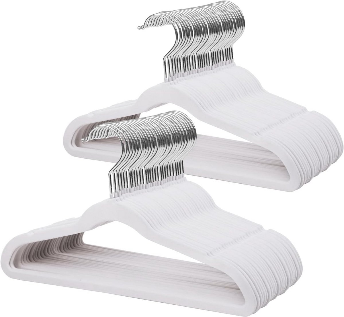 Anti-Slip Fluweel Kinder Kleerhangers - Ultra Dun en Ruimtebesparend - 66 Stuks Wit