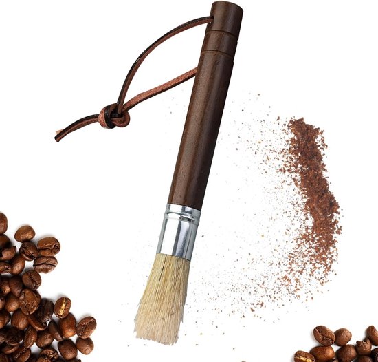 Allecto Premium - Veganistische Barista-borstel Voor Het Reinigen Van Koffiemolens En Zeefdragers Koffieaccessoires Met Ebbenhouten Handvat