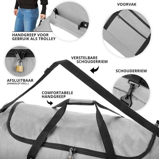 KINSTON rode trolley-reistas – grote reistas met wielen en telescopische trekstang, ruim hoofdvak en zijvak met ritssluiting – handbagagekoffer ideaal voor reizen en weekendjes weg