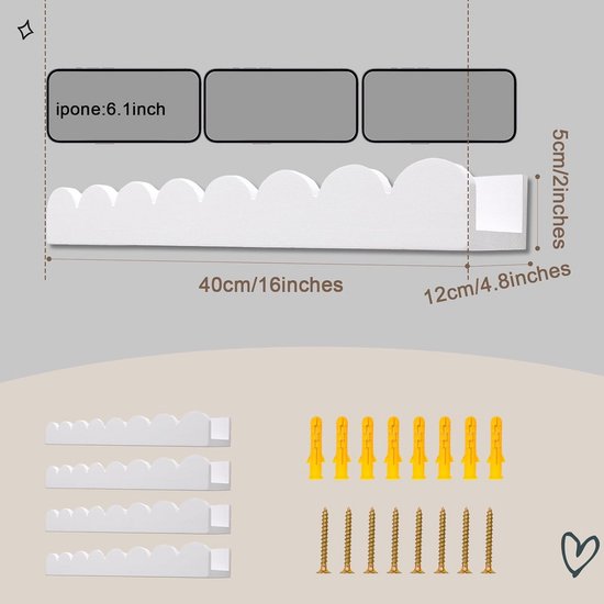 LifeGoods Zwevende Wandplank 41cm 2 Laags Industrieel Hout Zwart/Wit ( verpakking beschadigd