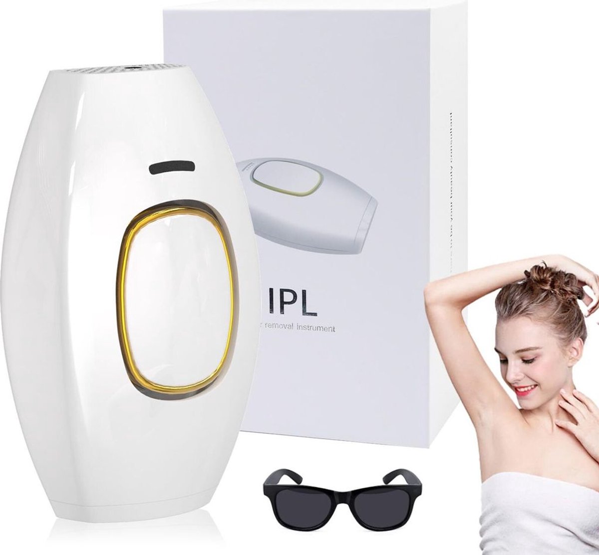 IPL-laserontharingsapparaat, permanente en pijnloze ontharing, 990.000 lichtpulsen, geschikt voor gezicht, oksels, benen en bikinilijn.