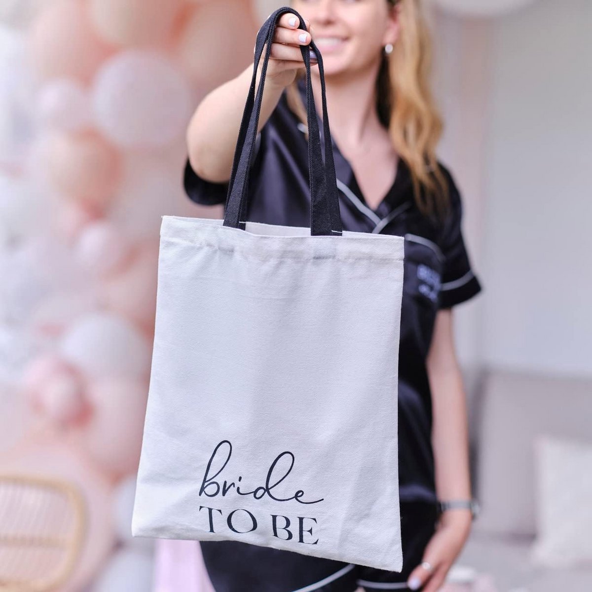 Canvas Draagtas "Bride to Be" - Cadeautas voor Vrijgezellenfeest en Bruidsfeest - 36x31 cm