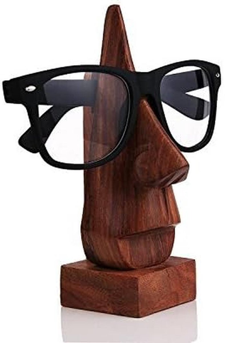 Houten Brilhouder Neus Model - Decoratieve Display Standaard voor Zonnebrillen en Brillen