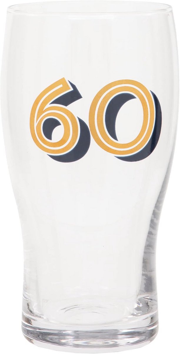 Bierpintglas 60e Verjaardag Goud Blauw 57cl - Luxe Geschenkverpakking