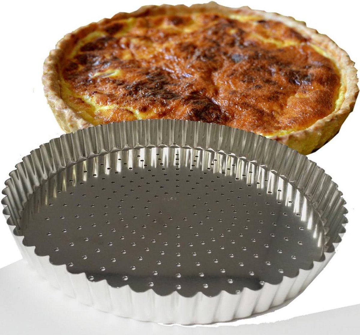 Professionele Geperforeerde Taartvorm 28 cm met Losse Bodem - Antiaanbak