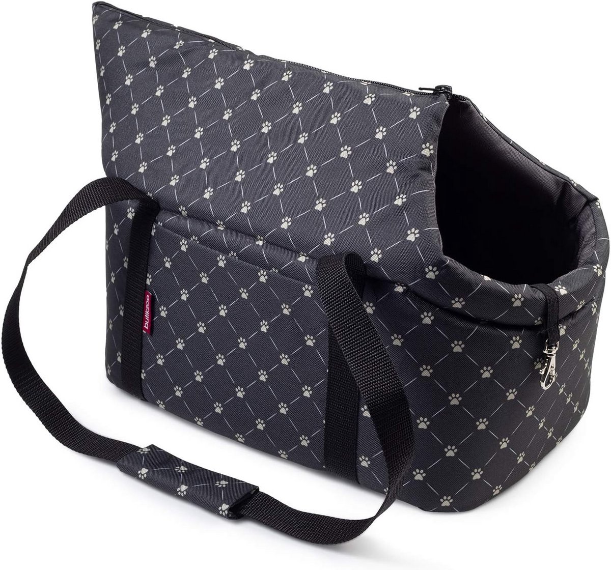 Draagtas voor Hond en Puppy - Zwart met Potenprint - Geschikt tot 5 kg