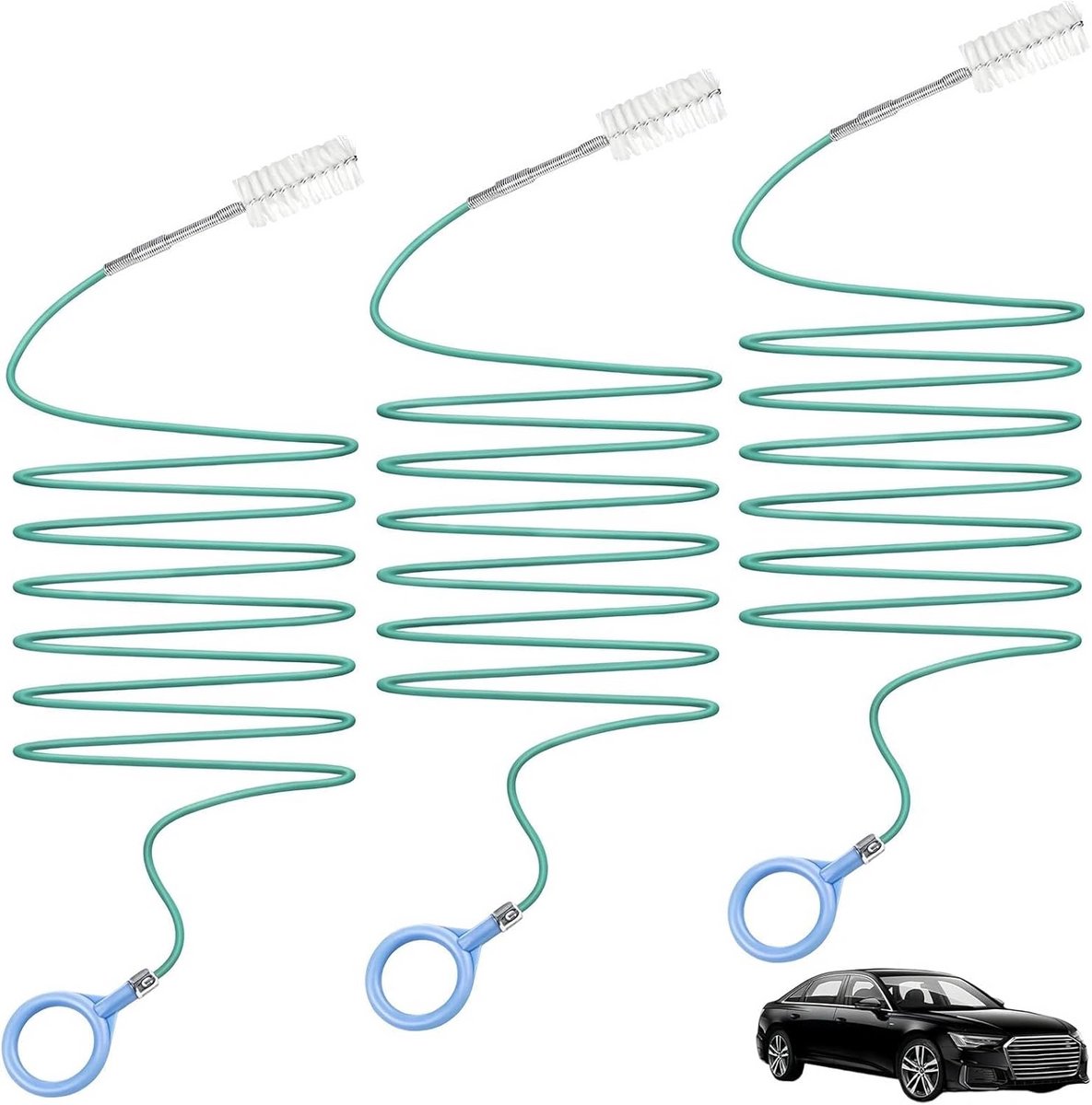 3x Flexibele Reinigingsborstel Slangborstel Set - Lange Buisreiniger voor Afvoer, Auto en Koelkast