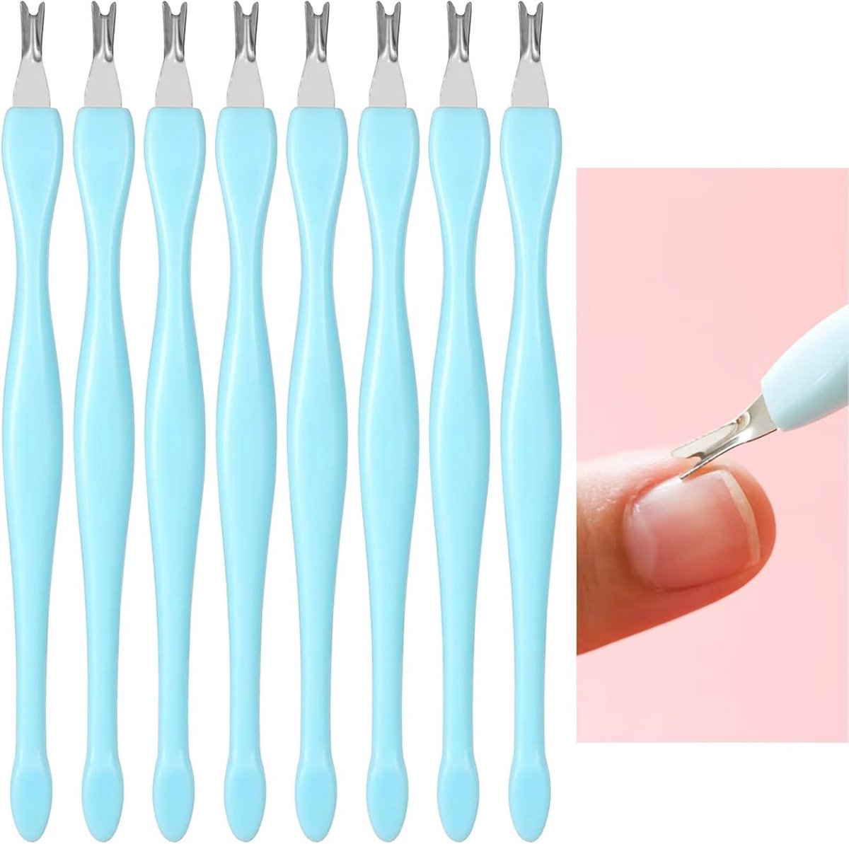 Set van 8 Professionele Nagelriemverwijderaars en -schuivers | Manicure en Pedicure Tools