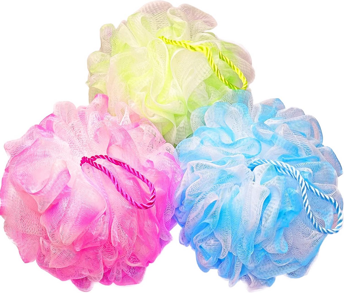 3 Stuks Bad Spons Douche Loofah Ballen voor Zachte Exfoliatie