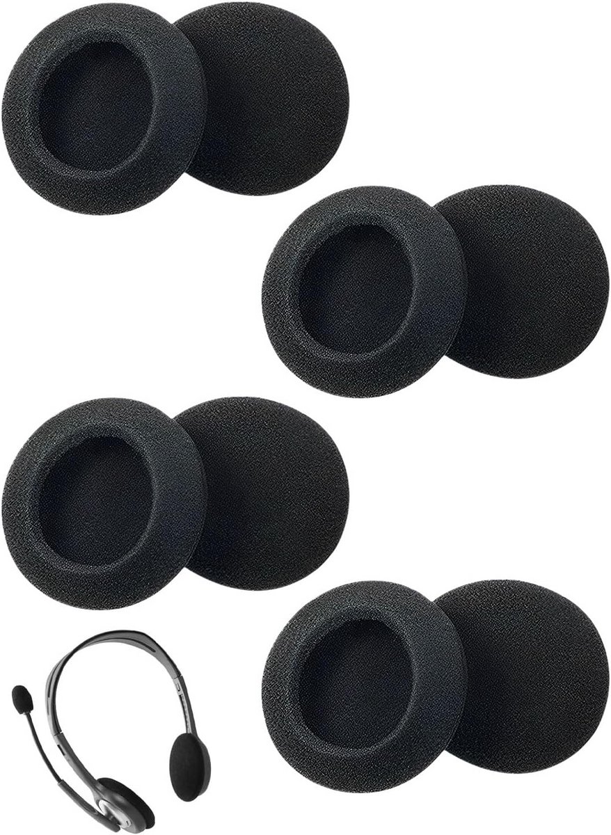 8x Vervangende Schuim Oorkussens 50mm Zwart - Universele Hoofdtelefoon Kussentjes