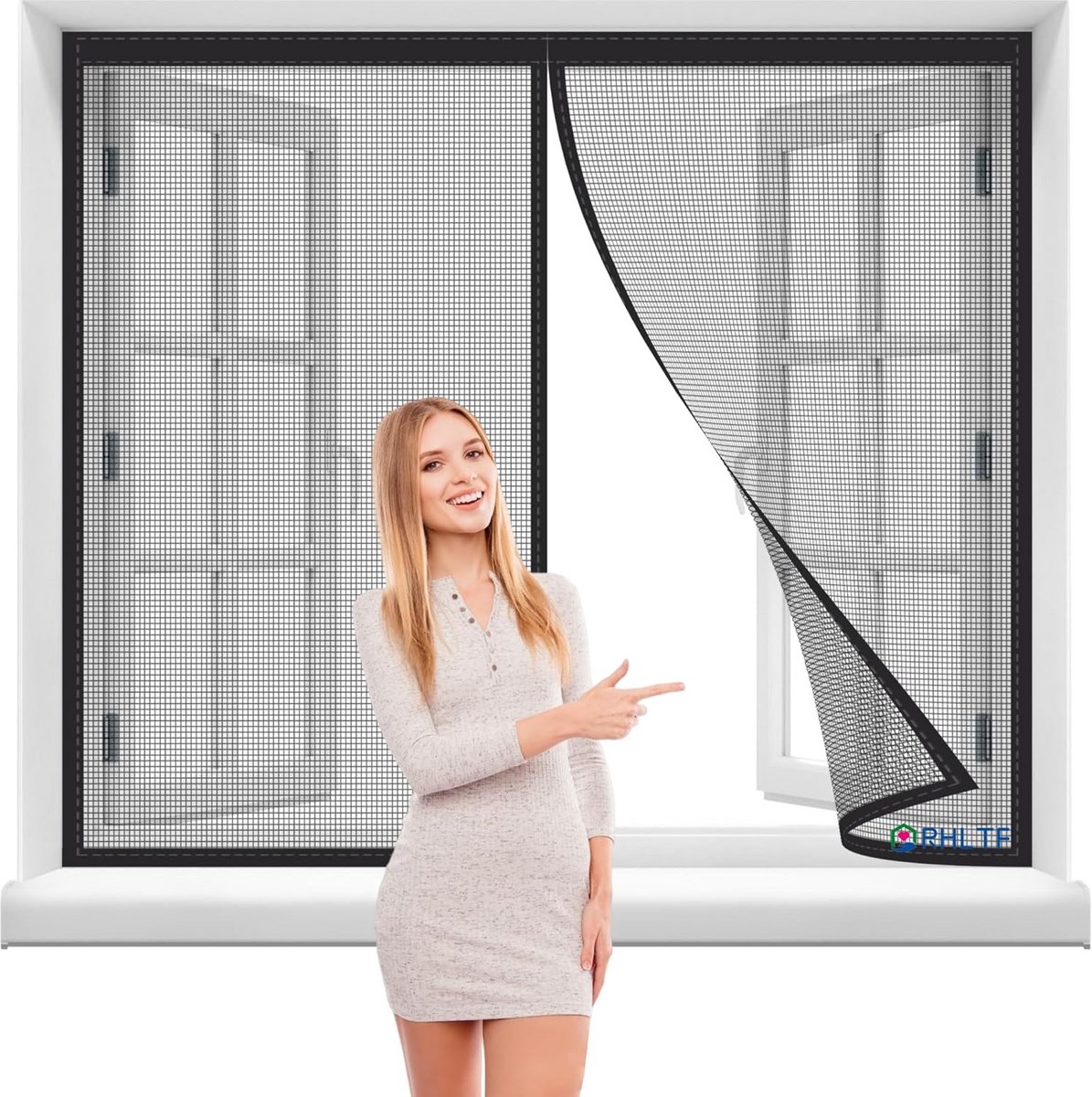 Horraam 80x170cm met Klittenband en Volledig Frame - Houd Insecten Buiten, Zwart