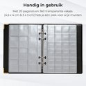 Open muntenalbum met 20 pagina's en 360 transparante vakjes.
