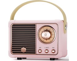 GELLDG Bluetooth-luidspreker - Klein - Retro - Draagbare feestluidspreker - Geschikt voor binnen en buiten - Decoratie voor kinderkamer - Perfect cadeau of decoratie voor verjaardagen, feesten en bruiloften - Roze