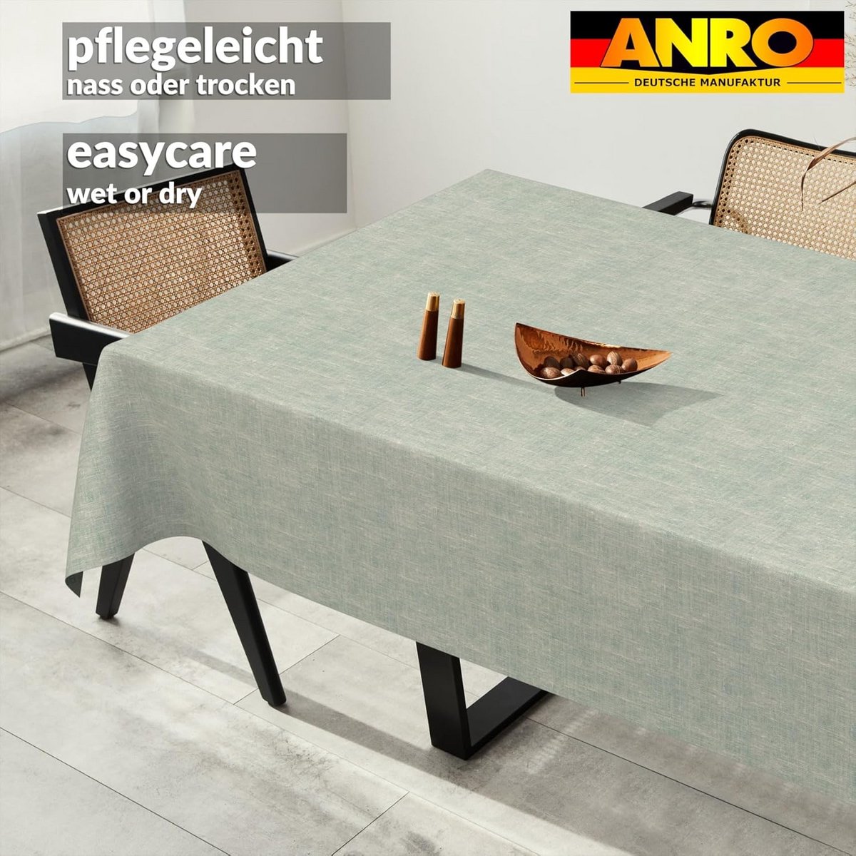 Wasbaar Tafelkleed Katoen Linnenlook Waterdicht en Vlekbestendig 400 x 140 cm Blauw