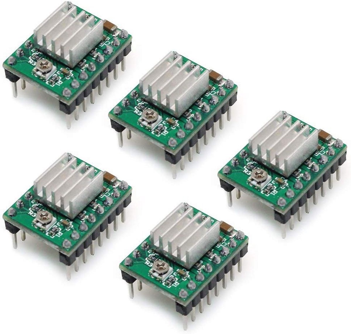 5 Stuks Stappenmotor Driver Modules met Koellichaam voor 3D Printer
