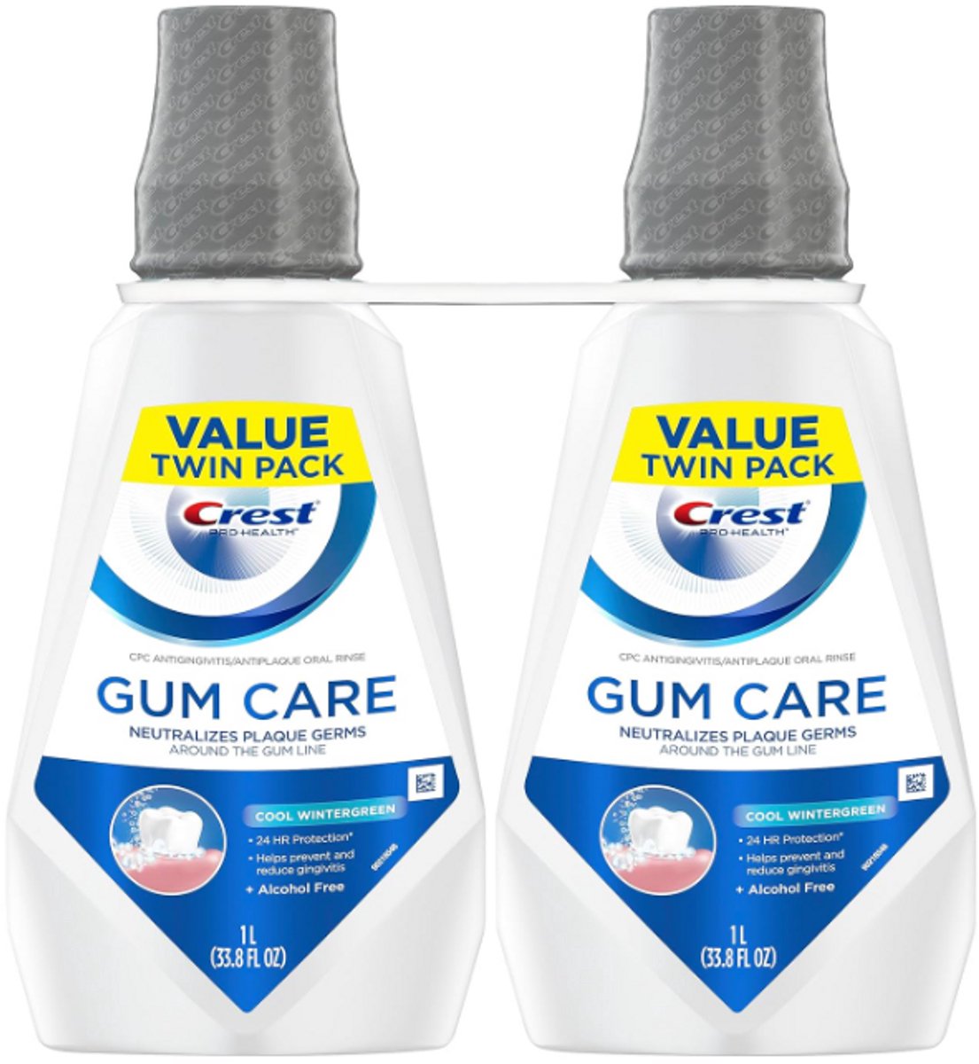Crest Pro-Health Mondspoeling voor Gezonde Tanden & Tandvleesverzorging Cool Wintergreen – Alcoholvrij – Antigingivitis & Antiplak – Volwassenen - Voordeelpack 2 x 1L