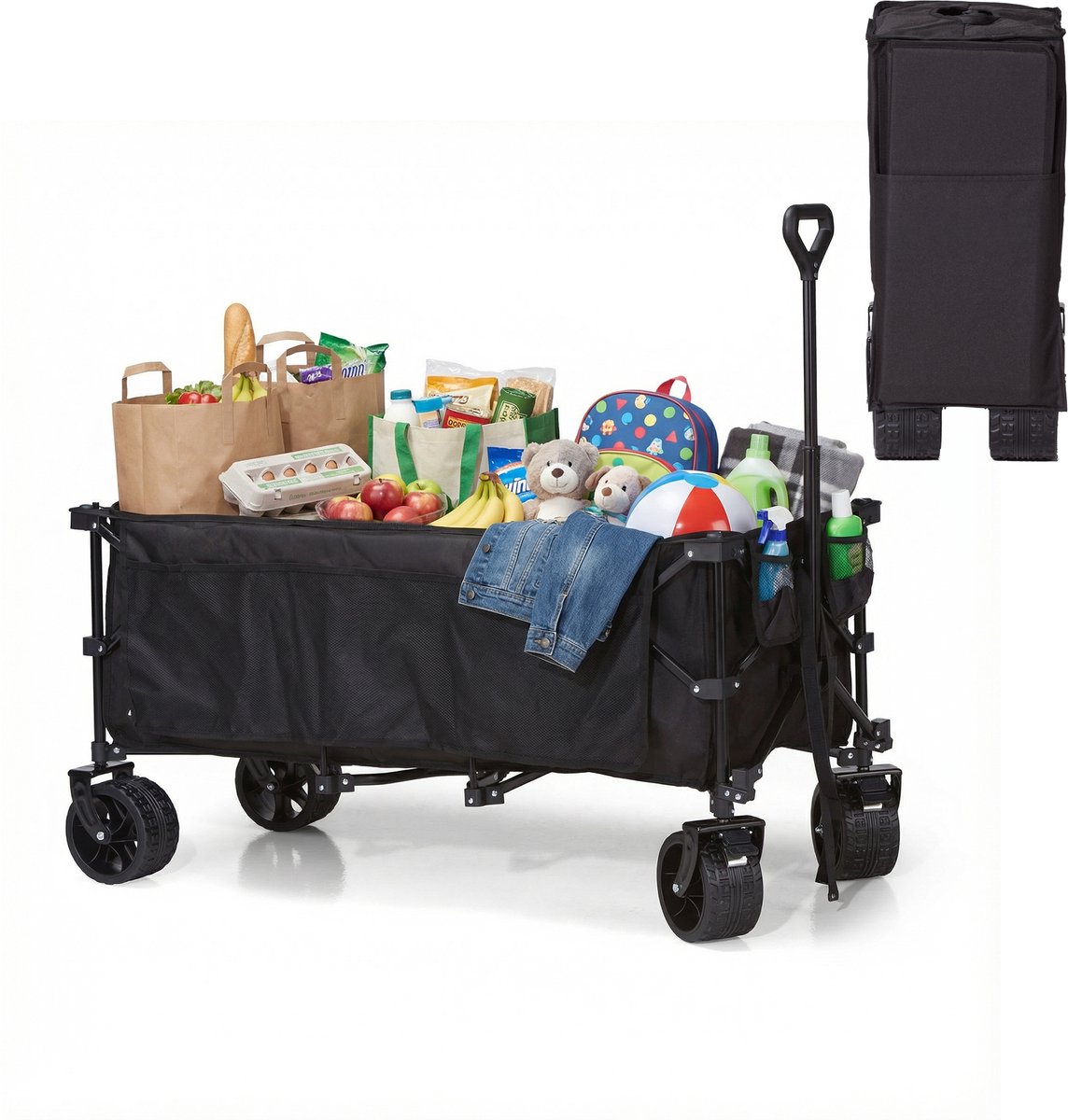 Bol.com Mr Fold Bolderkar - XXL - Opvouwbaar - 300L - 150KG Draagkracht - Zwart - 5 Jaar Garantie aanbieding