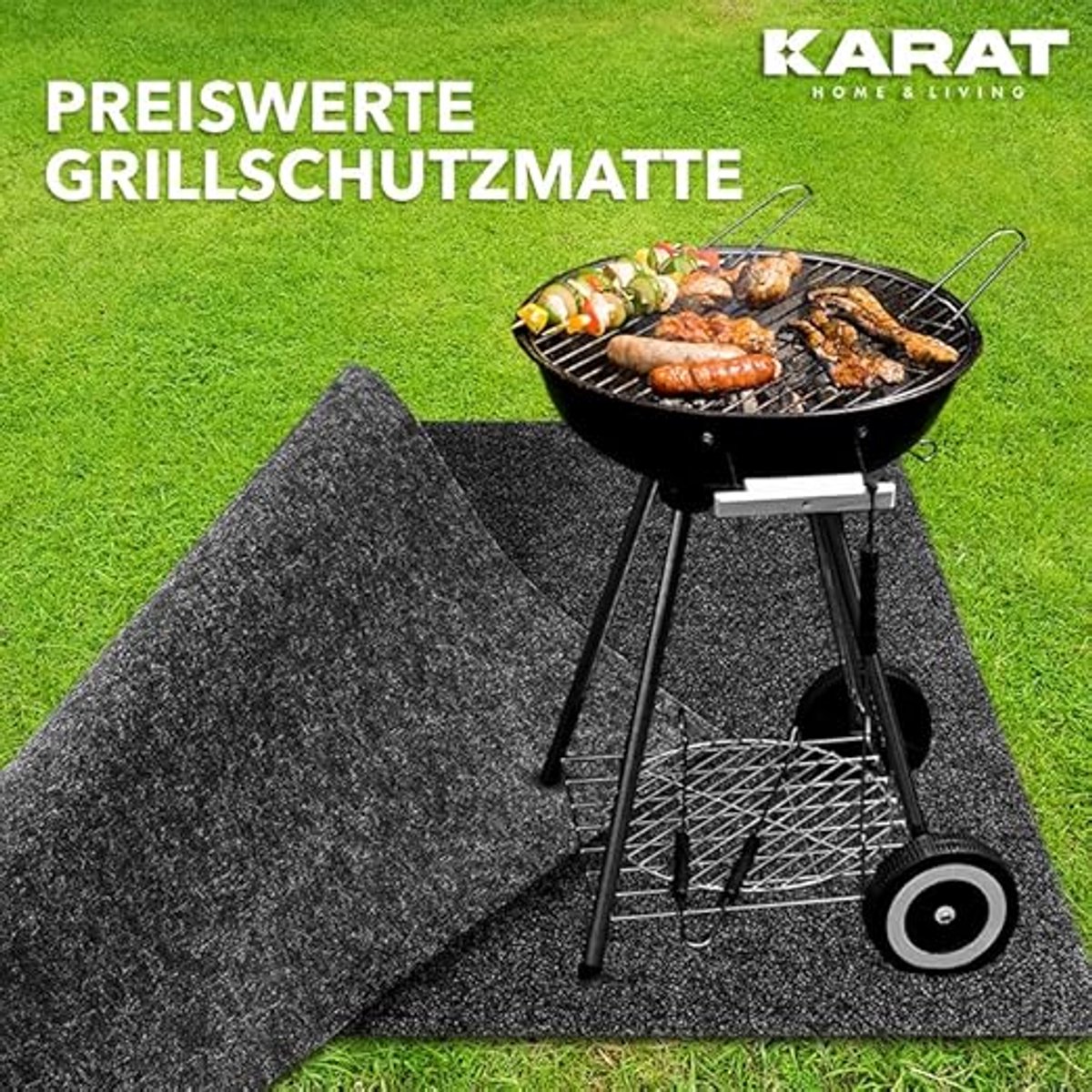 KARAT Grillmat Grondbescherming - Grillmat - Vuurvaste onderlaag voor gasgrill of houtskoolgrill BBQ
