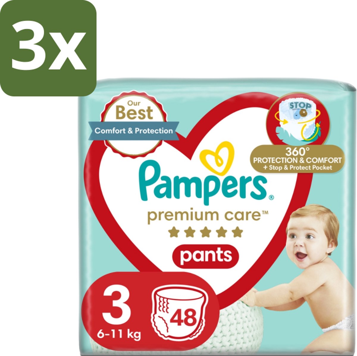 3 x Pampers – Luierbroekjes – Premium Care Pants Maat 3 – 48 Luiers - Luier - Luierbroek - Luier Voor Baby - Luier Voor Kind - Droge Billetjes