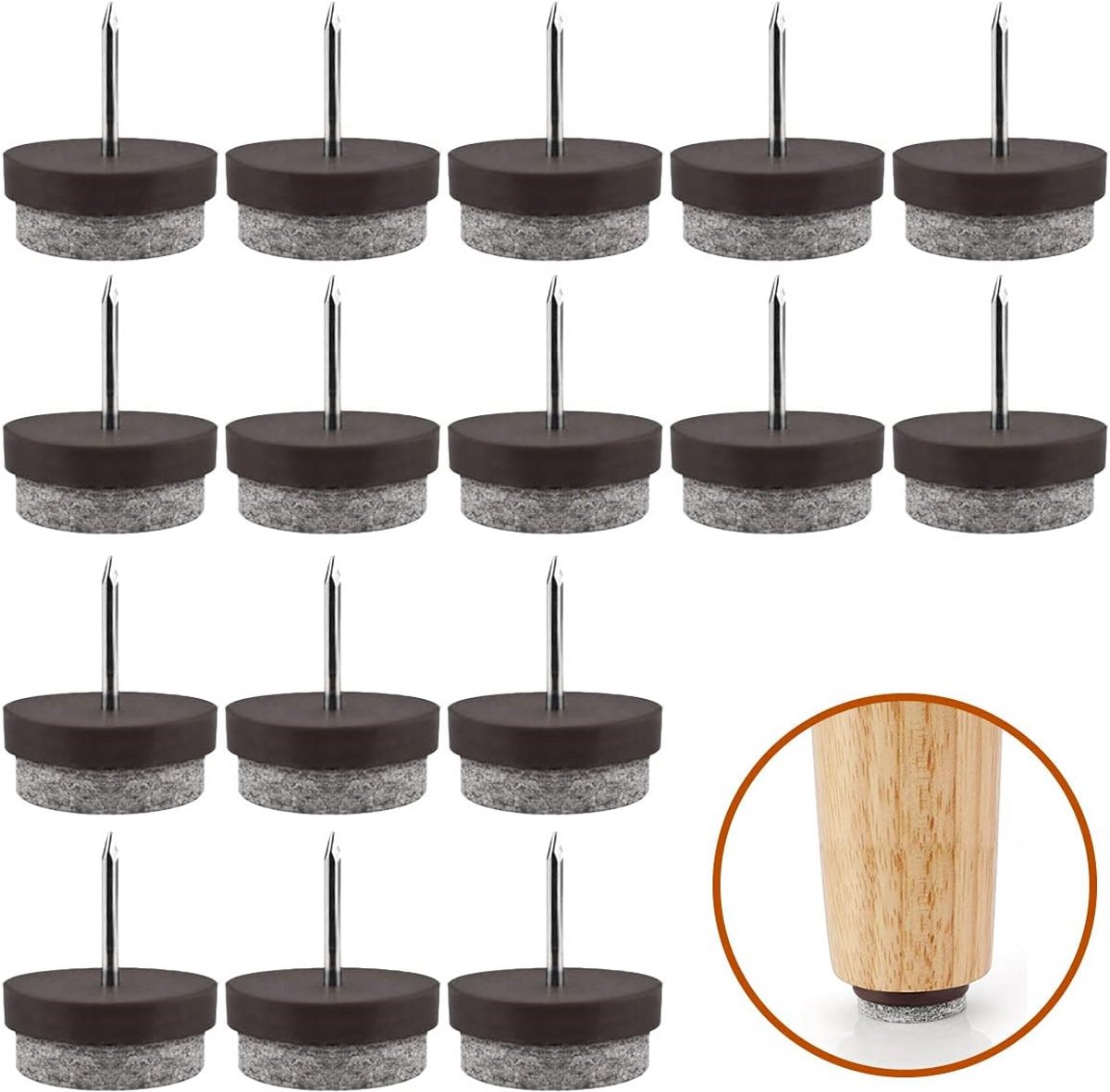 80 Stuks Viltglijders met Spijker voor Meubelpoten 22 mm - Stoel en Tafel Viltjes voor Par