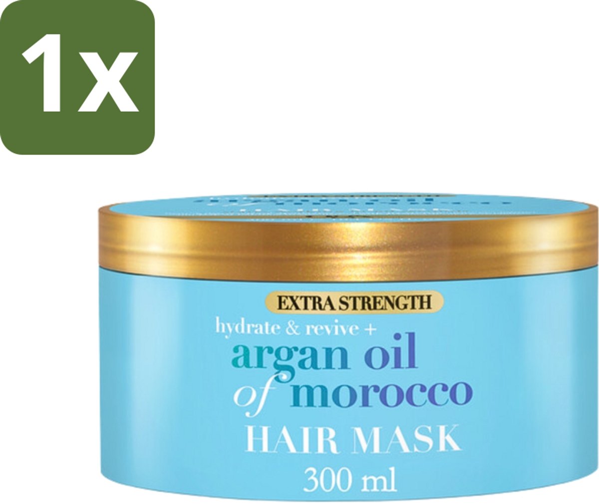 1 x OGX - Argan Oil of Morocco - Haarmasker - Extra Sterk - Voor Beschadigd Haar - 300 ml - Haarmasker - Arganolie - Haarherstel - Beschadigd Haar - Droog Haar