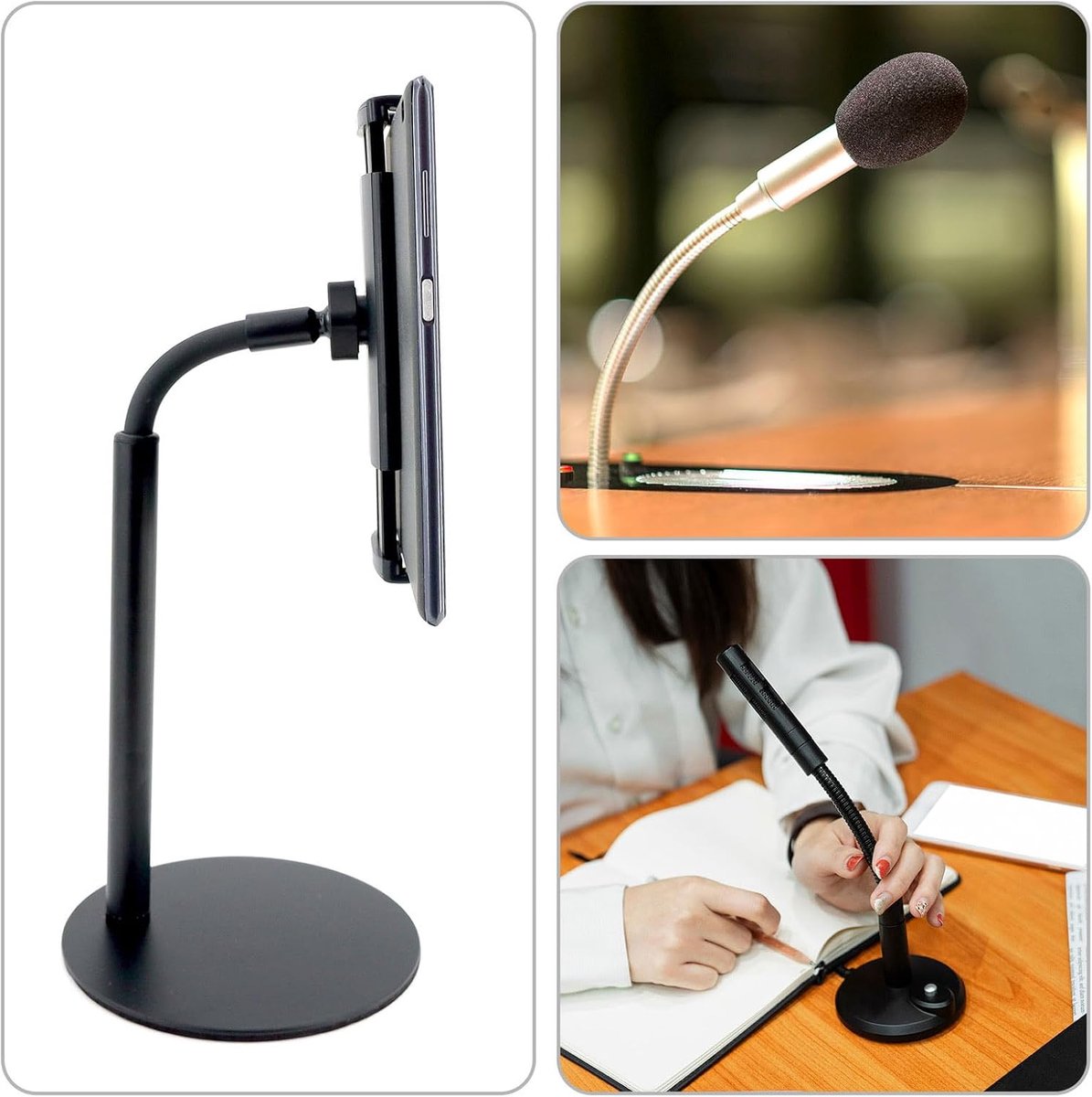 Candala 30,5 cm zwanenhals, 2 stuks 1/4"-20 buitendraad, metalen universele slang, flexibele arm, zwanenhals, buisverlenghouder geschikt voor actiecamera, telefoon, microfoon, zwart