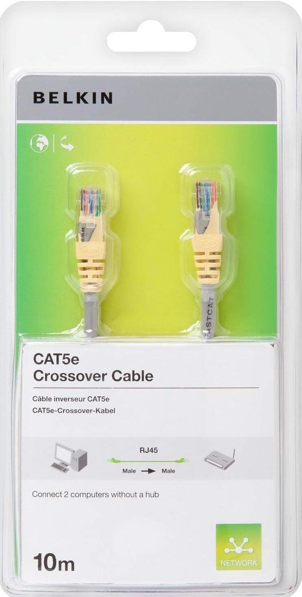 UTP Crossover Netwerkkabel CAT5e 10 Meter Grijs Geel