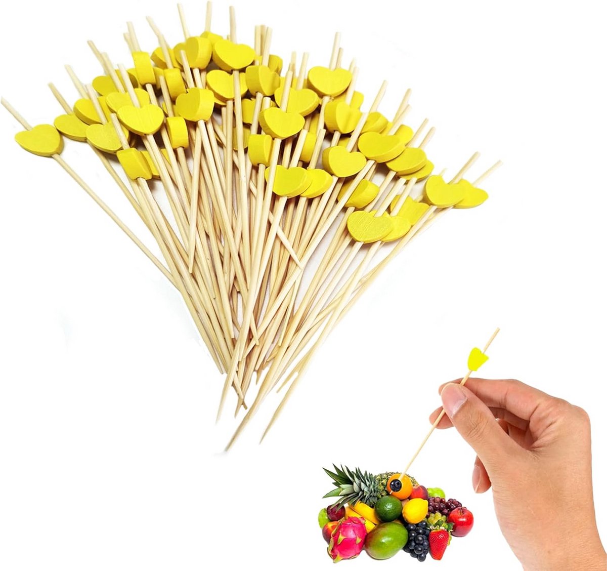 100x Cocktailprikkers Houten Harten - Feestdecoratie voor Aperitiefjes en Gebak