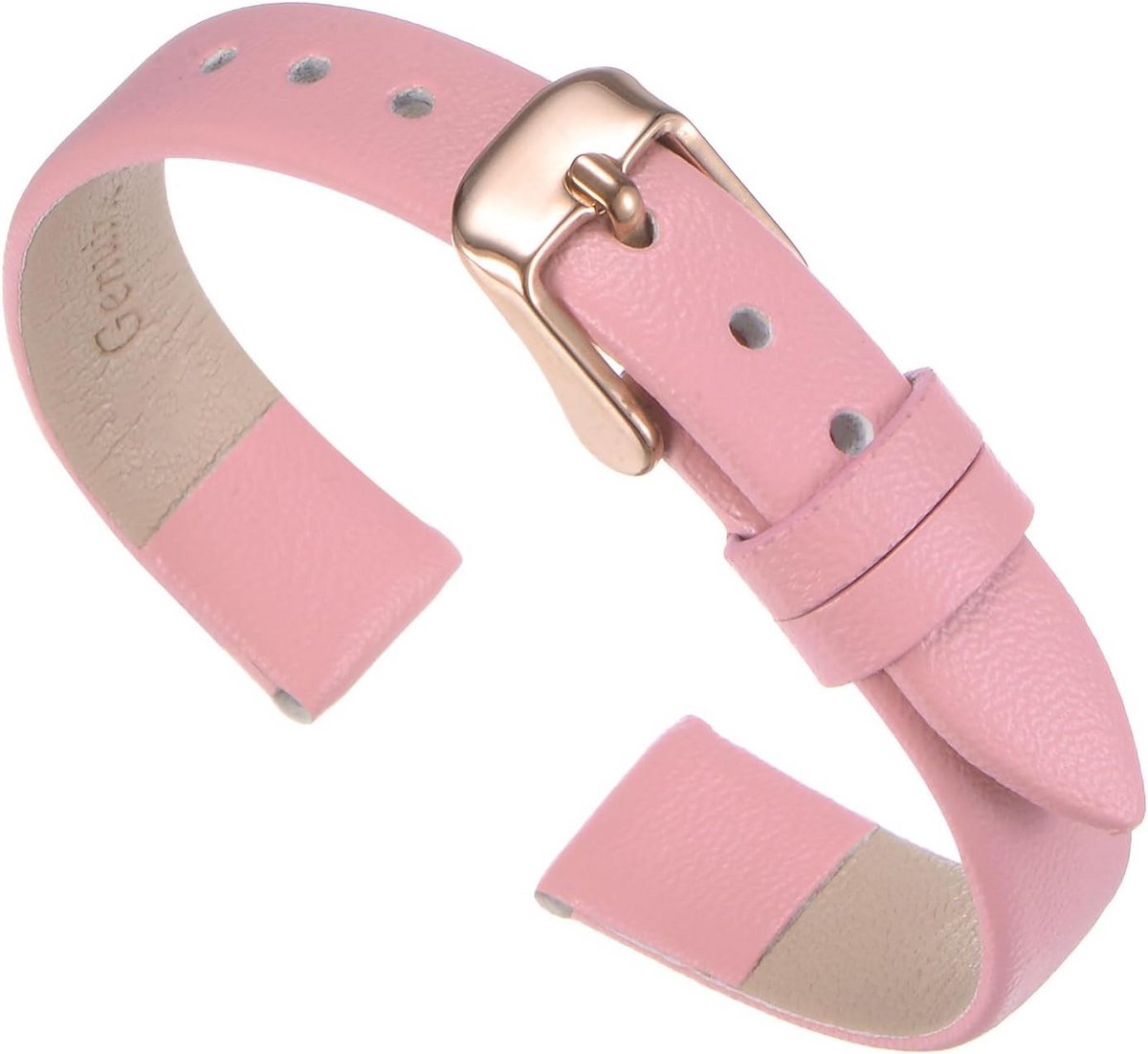 Echt Leren Horlogeband 16mm Roze - Vintage Reservearmband met RVS Gesp voor Dames en Heren