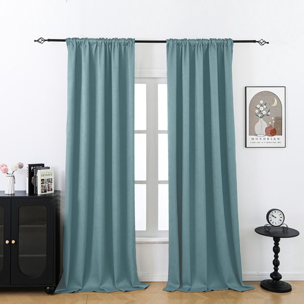 Qelus 2 Panelen Relief Gordijnen voor Woonkamer en Slaapkamer - Eenvoudige Montage - Functionele Ophanging voor Raamdecoratie - Luxe Woningtextiel voor Woonkamer & Slaapkamer, B 132 x H 244cm (Lichtblauw)