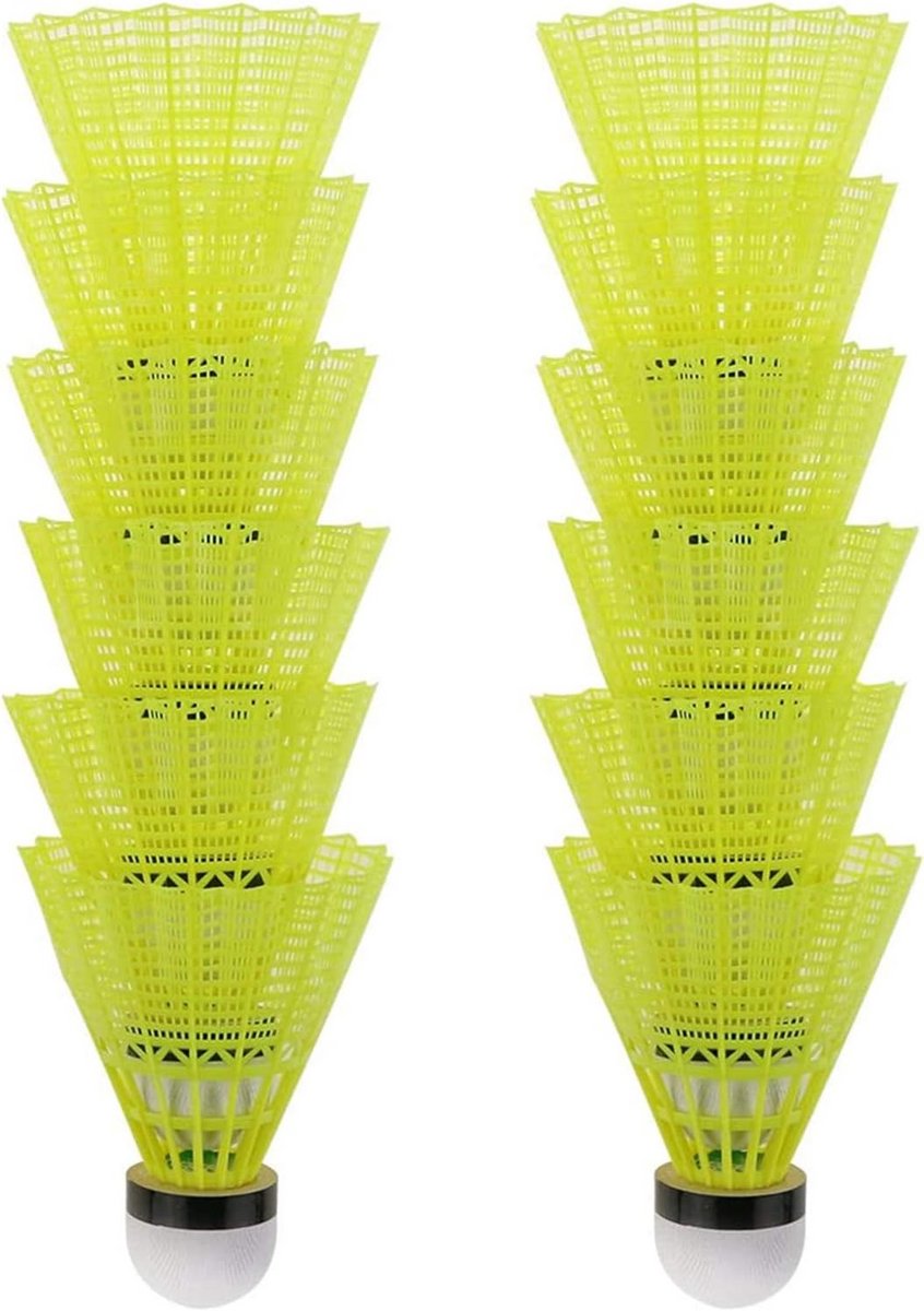 12x Duurzame Nylon Badminton Shuttles (Geel) - Geschikt voor Training en Vrije Tijd
