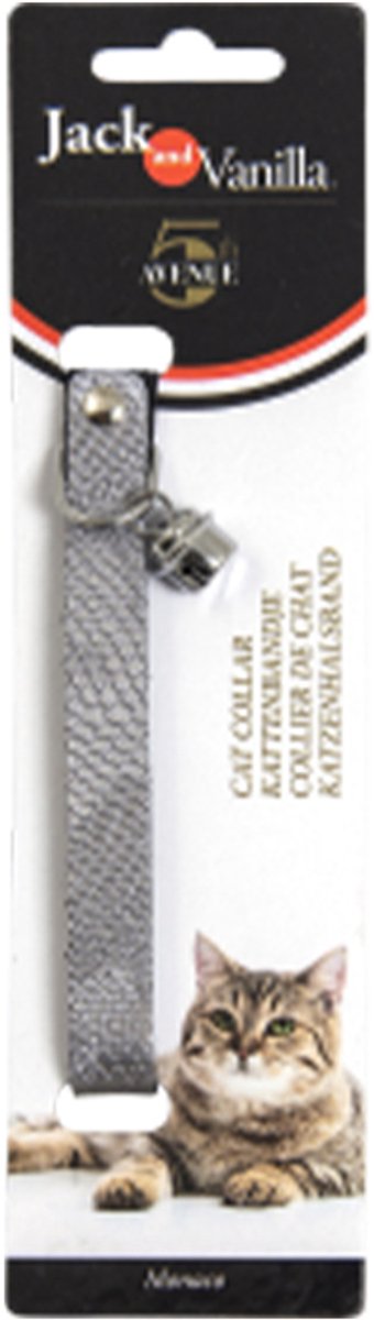 Cocapet - kattenhalsban met belletje en elastiek JV - 30 cm nek 23-26 cm - SILVER SNAKE