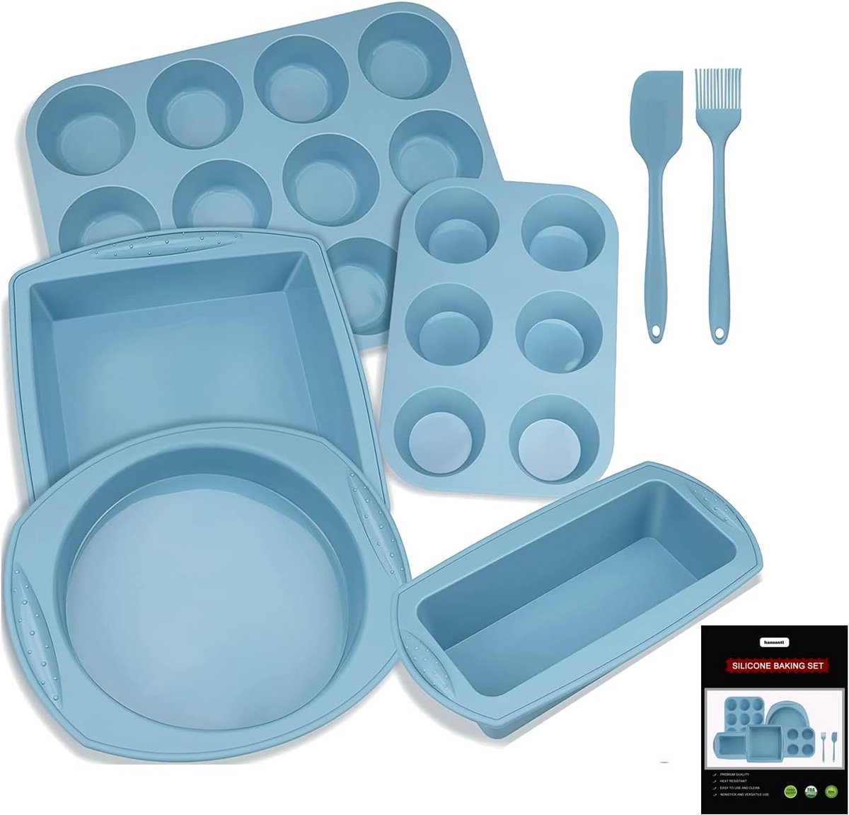 5-delige antiaanbak siliconen bakvormen set voor oven - Cake, muffin, brood & pizza